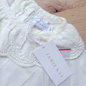 JAMIE KAY organic cotton NWT girl blouse 4yrs white with embroidered details